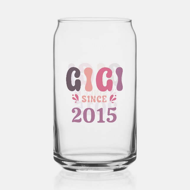 Custom Grandma gigi since 20xx Mothers Day Gift Can Glass (Front)