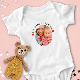 Custom Grandma Grandchild My Mimi Loves Me Photo  Baby Bodysuit