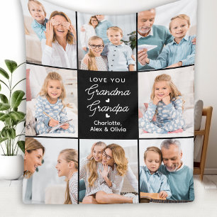 Custom Grandma Grandpa Personalised 8 Picture Fleece Blanket