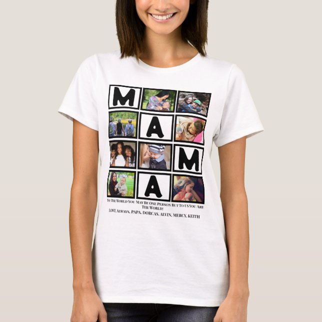 Custom  Grandma Mothers Day Mama 9 Photo Collage T-Shirt (Front)