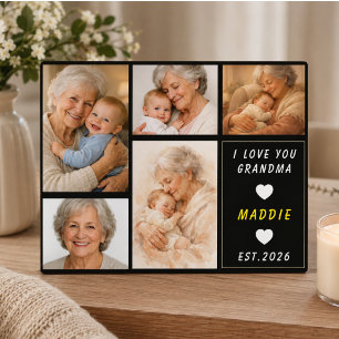 Custom Grandma Photo Collage Grandparents Day Plaque