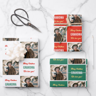 Custom Grandma Photo Funny Picture Merry Christmas Wrapping Paper Sheet