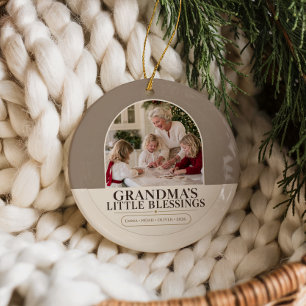 Custom Grandma’s Little Blessings Photo Ceramic Tree Decoration