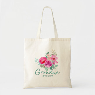 Custom 'Grandma Since...' Floral Tote Bag