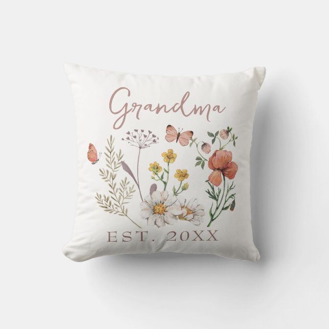 Custom Grandma Wildflowers Cushion (Front)