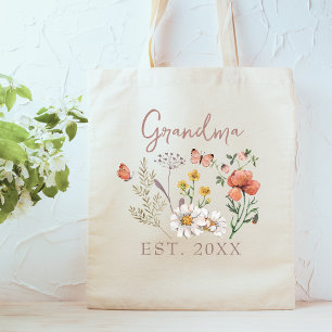Custom Grandma Wildflowers Tote Bag