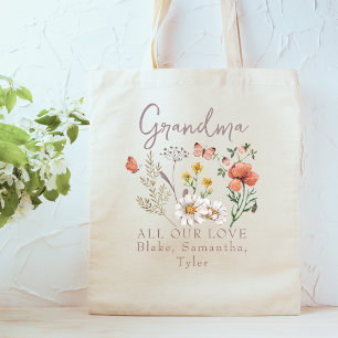 Custom Grandma Wildflowers Tote Bag