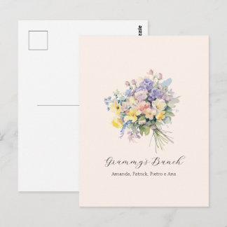 Custom Grandma's Bunch Flower Grandchildren Canvas Postcard