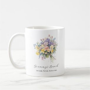 Custom Grandma's Bunch Flower Grandchildren Coffee Mug