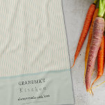Custom Grandma's Kitchen Cream & Pale Blue Striped Tea Towel<br><div class="desc">Custom Grandma's Kitchen Cream & Pale Blue Striped Apron
Vintage Cream & Pale Blue Striped apron with customisable text. "Grandma" can be changed to any name you like (mimi,  gigi,  nana etc)!</div>