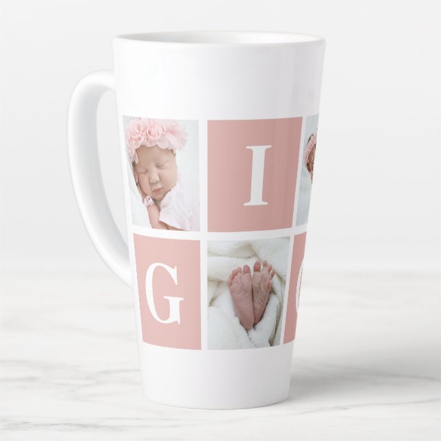 Custom Grandmother Gigi 4 Photo Collage Latte Mug (Left Angle)