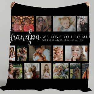 Custom Grandpa 18 Photo Collage Fleece Blanket