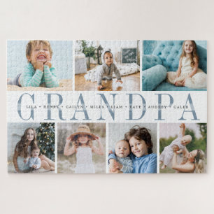Custom Grandpa 7 Photo Grandchildren Collage Jigsaw Puzzle