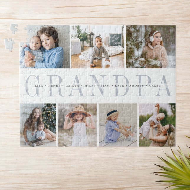 Custom Grandpa 7 Photo Grandchildren Collage Jigsaw Puzzle (Creator Uploaded)