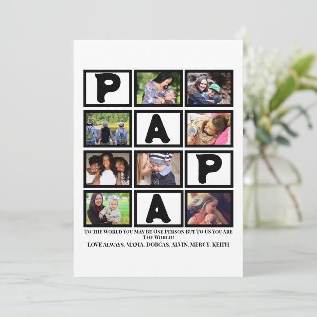 Custom  Grandpa Fathers Day Papa  9 Photo Collage  Holiday Card (Standing Front)