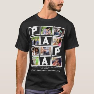 Custom  Grandpa Fathers Day Papa  9 Photo Collage T-Shirt