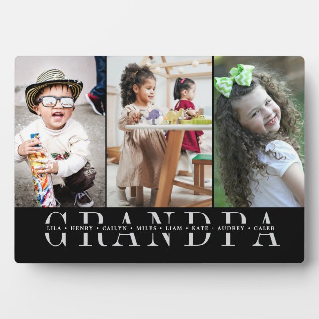 Custom Grandpa Grandchildren Photo Collage Plaque (Front)