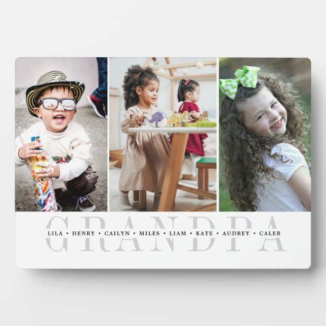 Custom Grandpa Grandchildren Photo Collage Plaque (Front)