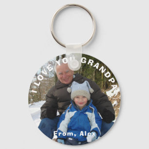 Custom Grandpa Keychain, I Love You Grandpa Photo Key Ring