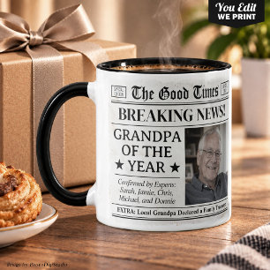 Custom Grandpa Mug, Fun Gift for Grandpa Newspaper Mug