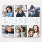 Custom Grandpa Photo Collage & Grandchildren Names Mouse Mat (Front)
