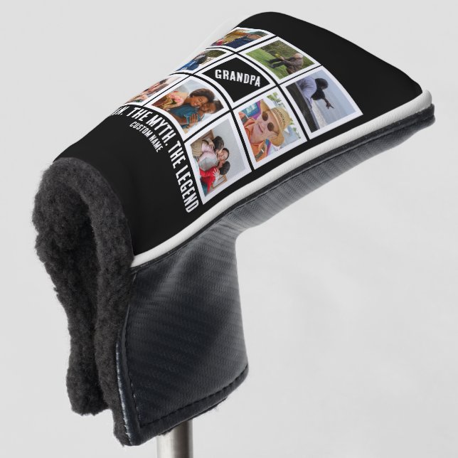 Custom Grandpa the man myth legend 8 Photo Collage Golf Head Cover (3/4 Front)