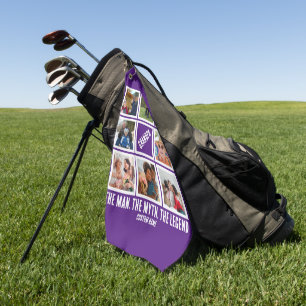 Custom Grandpa the man myth legend 8 Photo Collage Golf Towel