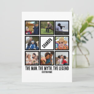 Custom Grandpa the man myth legend 8 Photo Collage Holiday Card