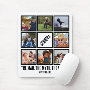 Custom Grandpa the man myth legend 8 Photo Collage Mouse Mat