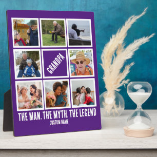Custom Grandpa the man myth legend 8 Photo Collage Plaque