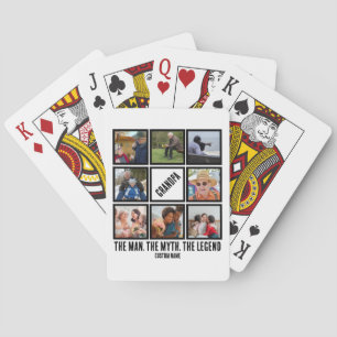 Custom Grandpa the man myth legend 8 Photo Collage Playing Cards