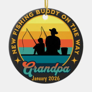 Custom Grandpa-To-Be Fishing Pregnancy Reveal Ceramic Tree Decoration