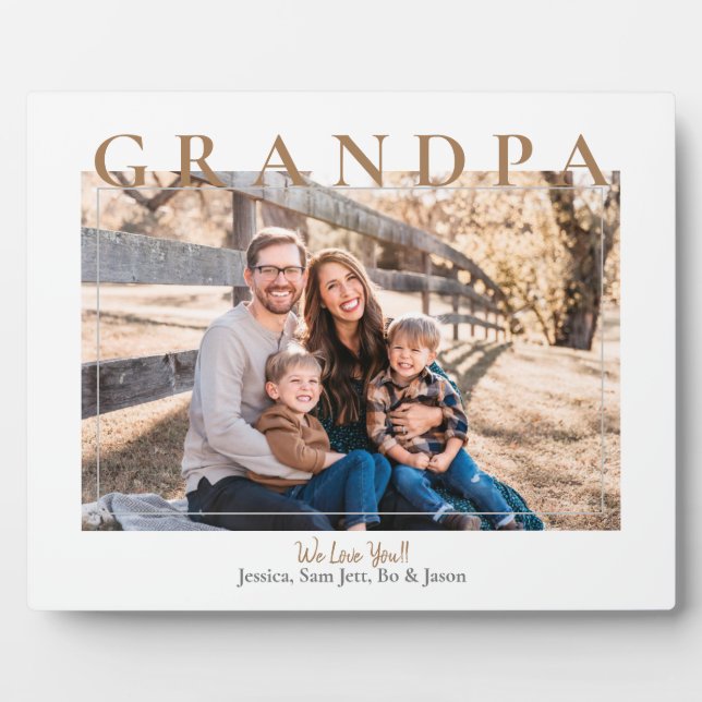Custom Grandpa We love You Photo Names Plaque (Front)