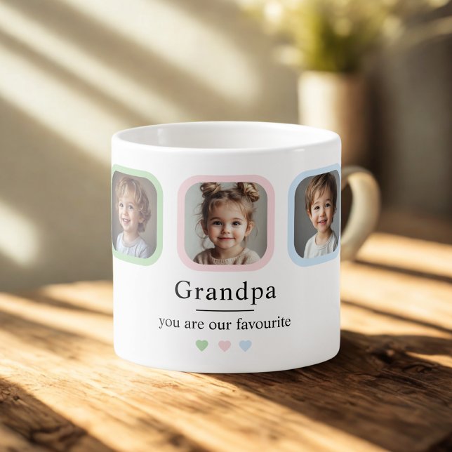 Custom Grandpa with 2 Grandkids Photo Gift Espresso Cup (Creator Uploaded)