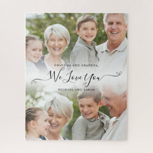 Custom Grandparents Grandma Grandpa Family Photo Jigsaw Puzzle