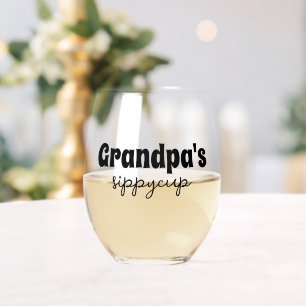 Custom Grandpa's Sippy Cup Stemless Wine Glass