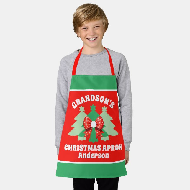 Custom Grandson's Christmas Gift Apron (Worn)