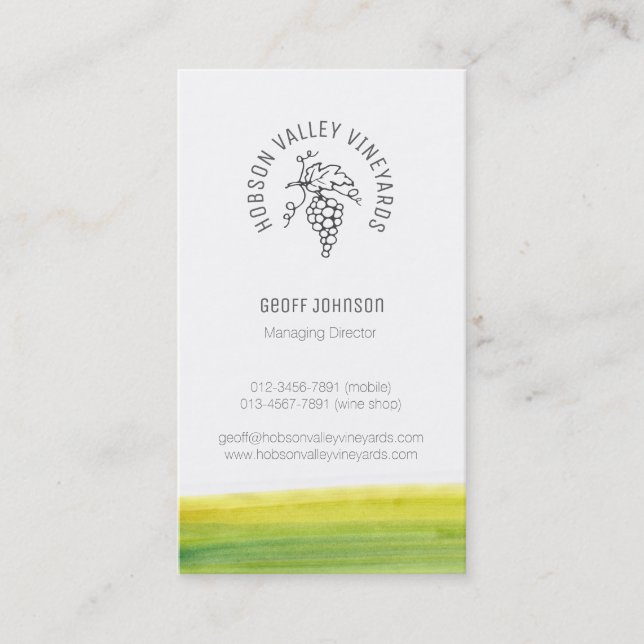 Custom grapes vineyard wine business card (Front)