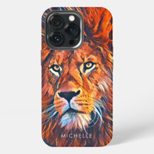 Custom Graphic Watercolor Majestic Lion iPhone 13 Pro Case