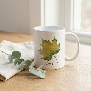 Custom Grateful Autumn Watercolor Leaf Mug
