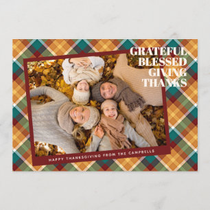 Custom Grateful Blessed Giving Thanks Holiday Card