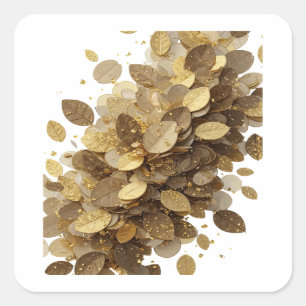 Custom Gray GOLDEN LEAVES AND STARS Sticker Design