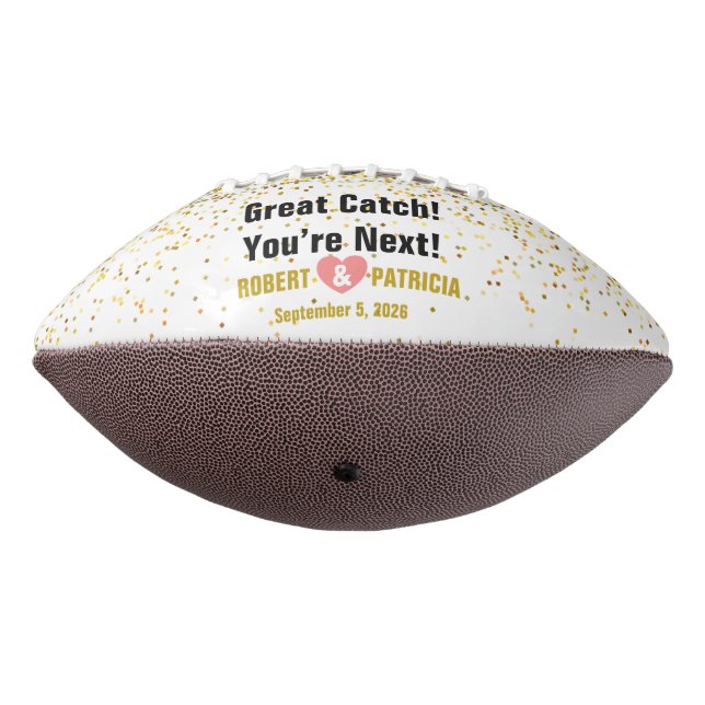 Custom Great Catch You’re Next Couple Name & Photo American Football (Rotated 270)