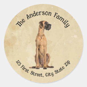 Custom Great Dane Dog Pet Animal Art  Classic Round Sticker