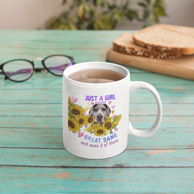 Custom Great Dane Lover Sunflower Trainer Floral Coffee Mug (Creator Uploaded)