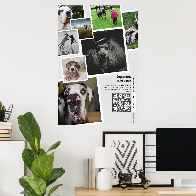 Custom Great Dane Photo Collage Poster (Home Office)