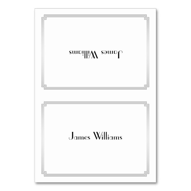Custom Great Gatsby Art Deco Silver Place Cards (Front)