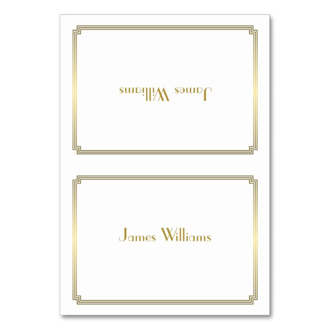 Custom Great Gatsby Art Deco White Place Cards (Front)