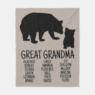 Custom Great Grandma Gift Grandkid Bear Greige Fle Fleece Blanket