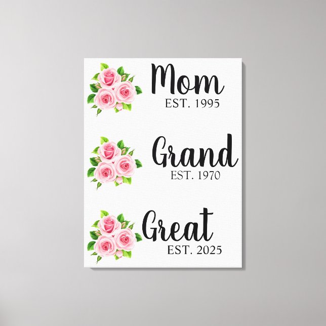 Custom Great Grandma  Personalised Grandma Canvas Print (Front)